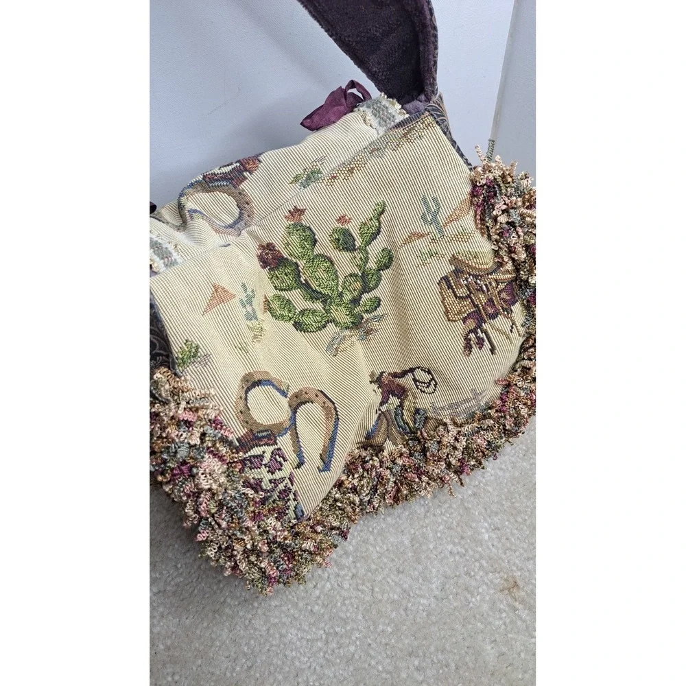 Lynnette Furr Wild Wild West Collection Boho Handbag Purse Floral Fringe Vtg